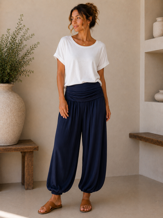 Fold Over Harem Trousers | Relaxed Balloon Leg Trousers | HerEdits