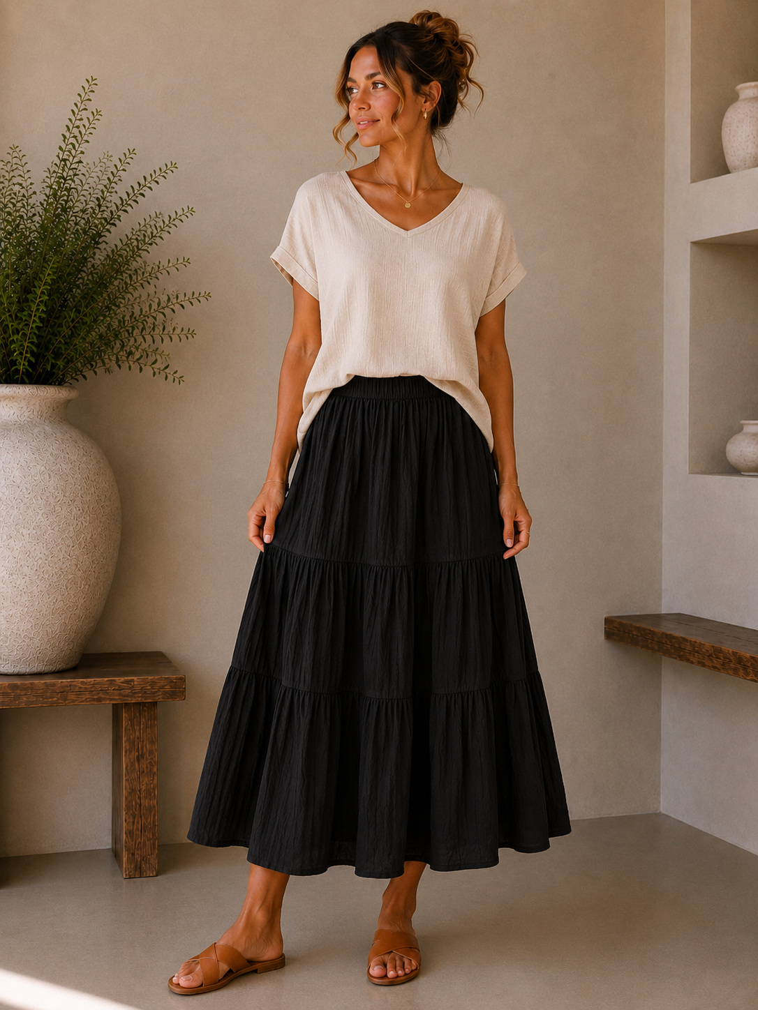 Tiered Cheesecloth Maxi Skirt | 100% Cotton Skirt | HerEdits