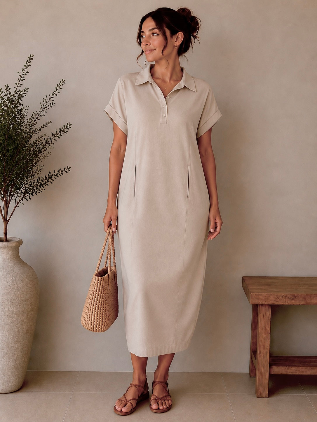 Collared Cocoon Dress