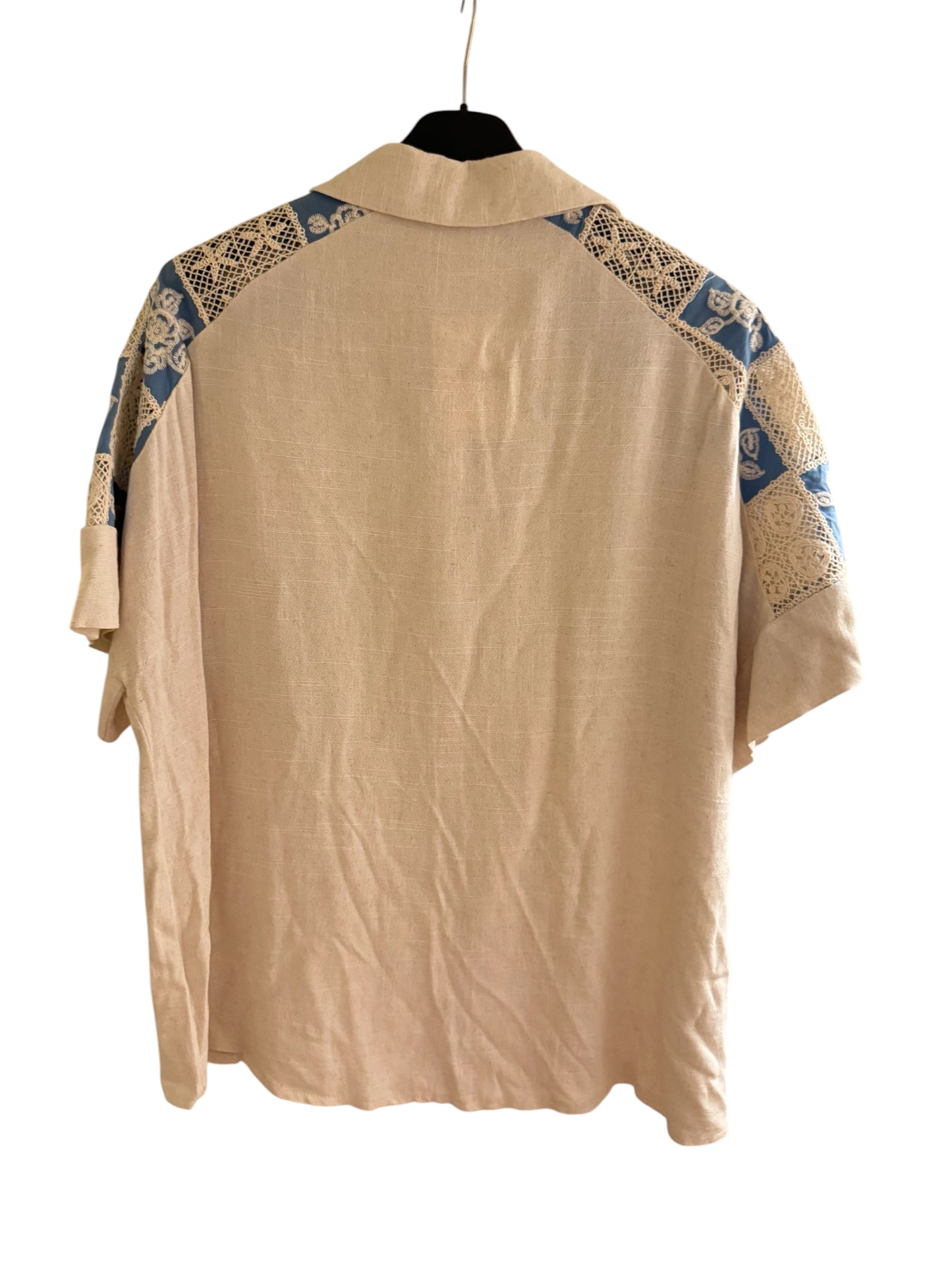 Crochet Cold Shoulder Short Sleeve Shirt