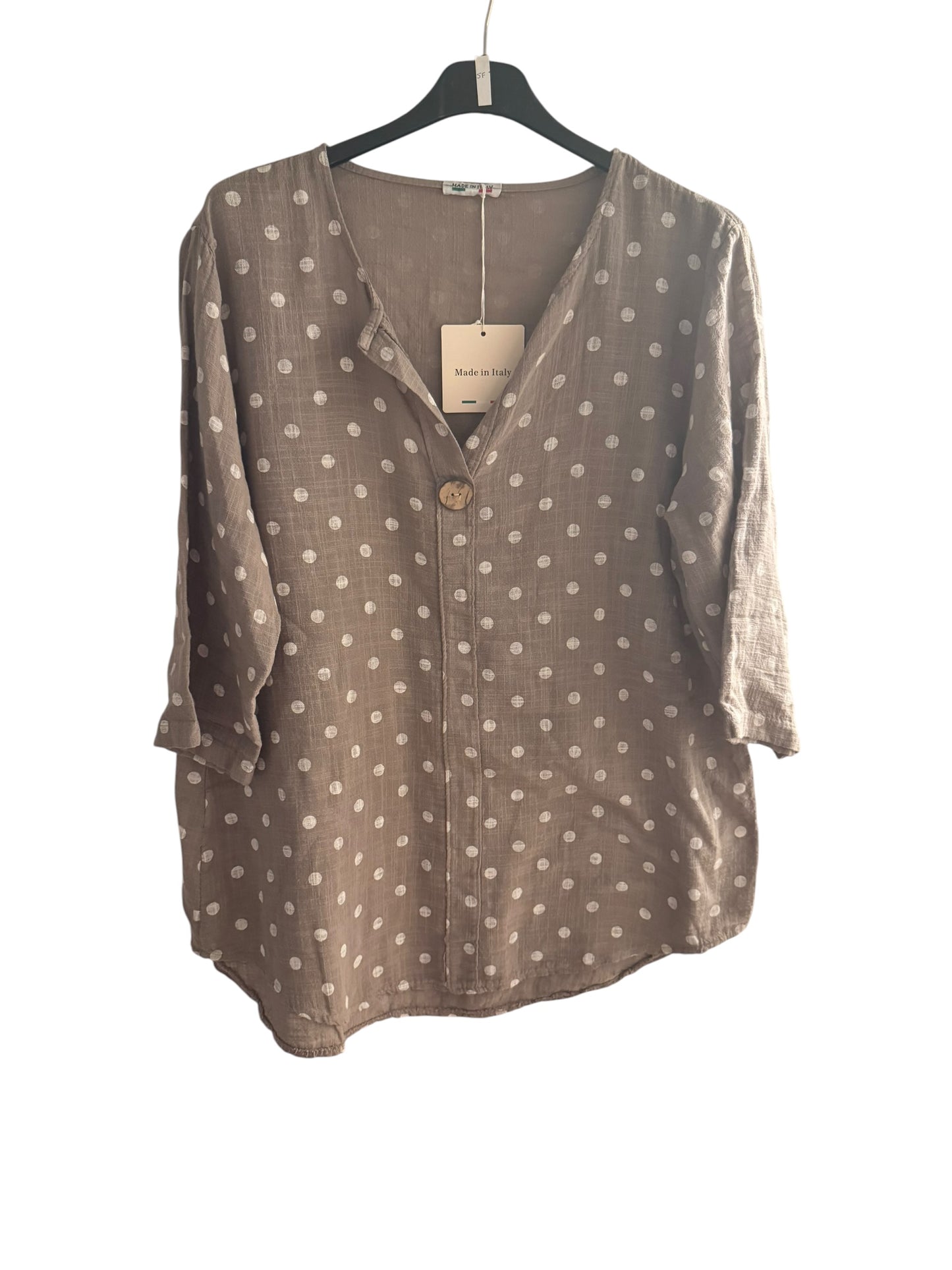 Polka Dot Button Front Top