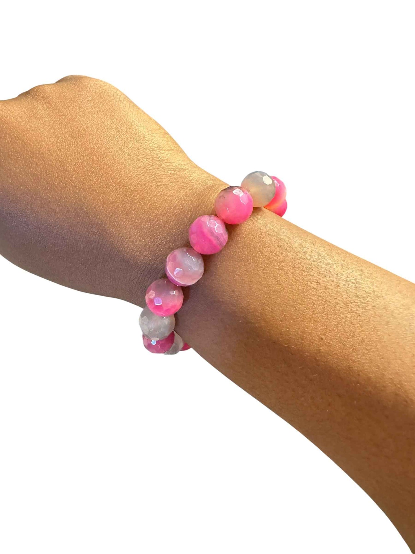 HerEdits™ Pink Agate Bracelet – Faceted Candy Stone Beads