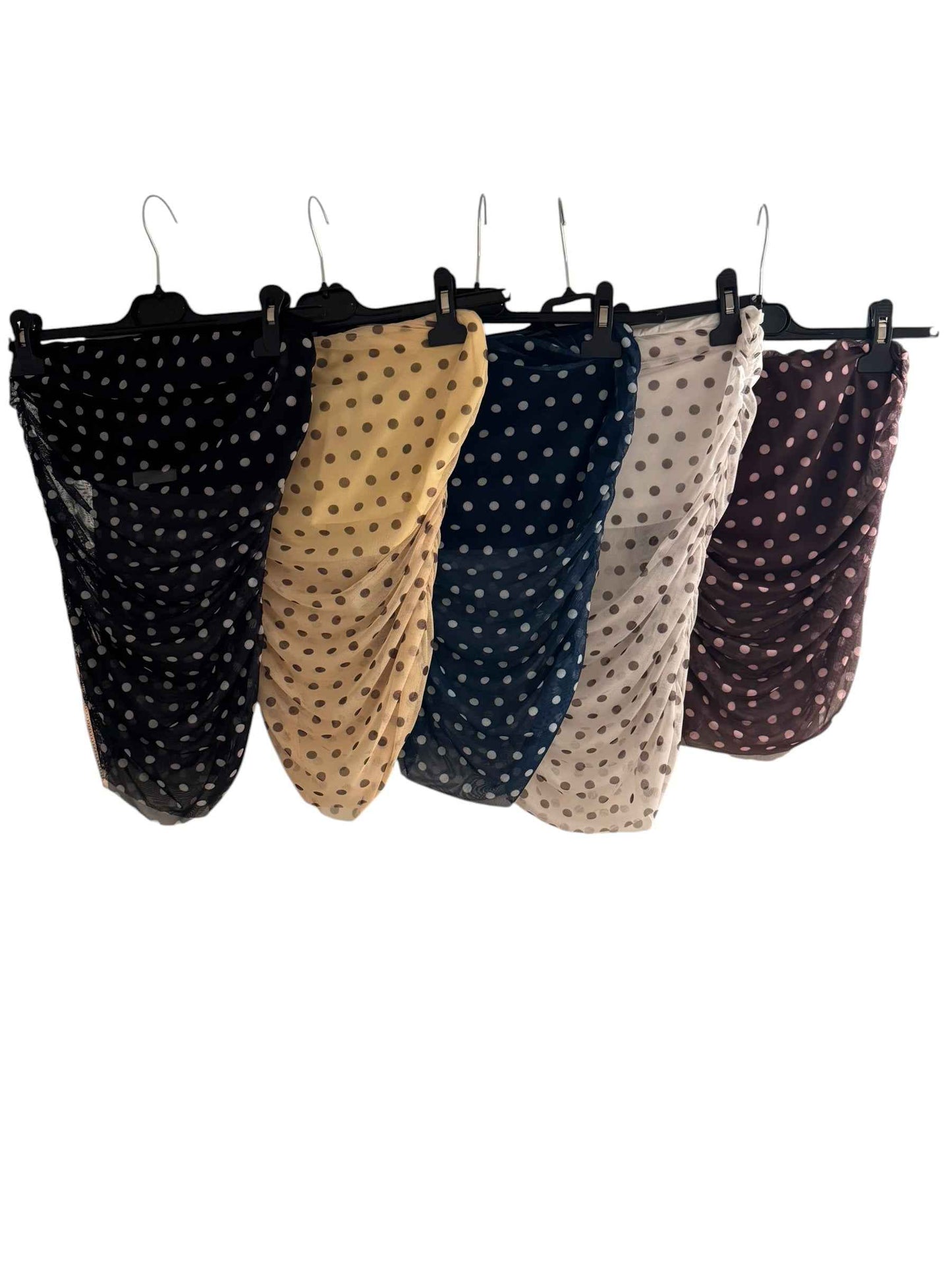 Polka Dot Ruched Mesh Boobtube