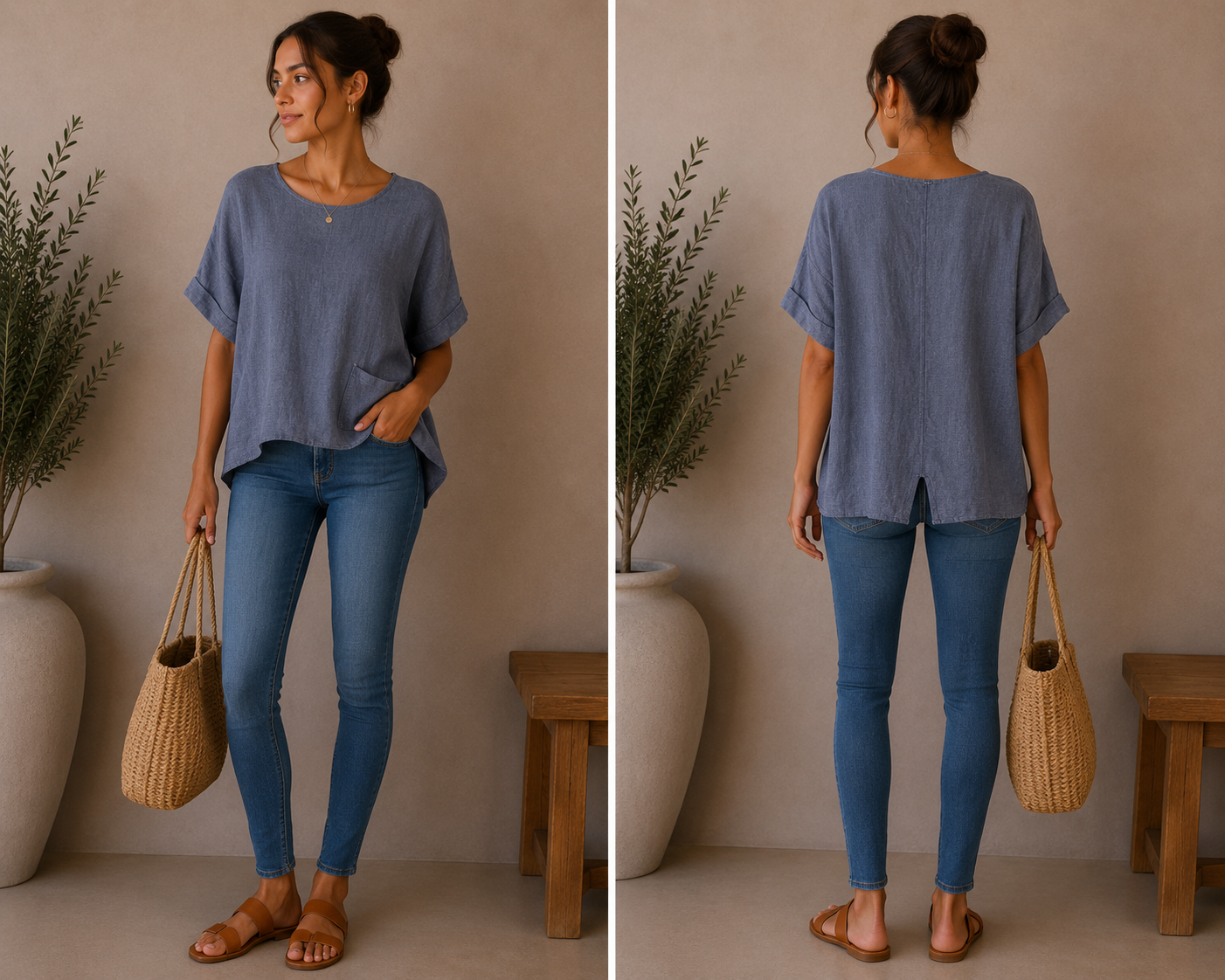 Relaxed Fit Pocket Detail Top