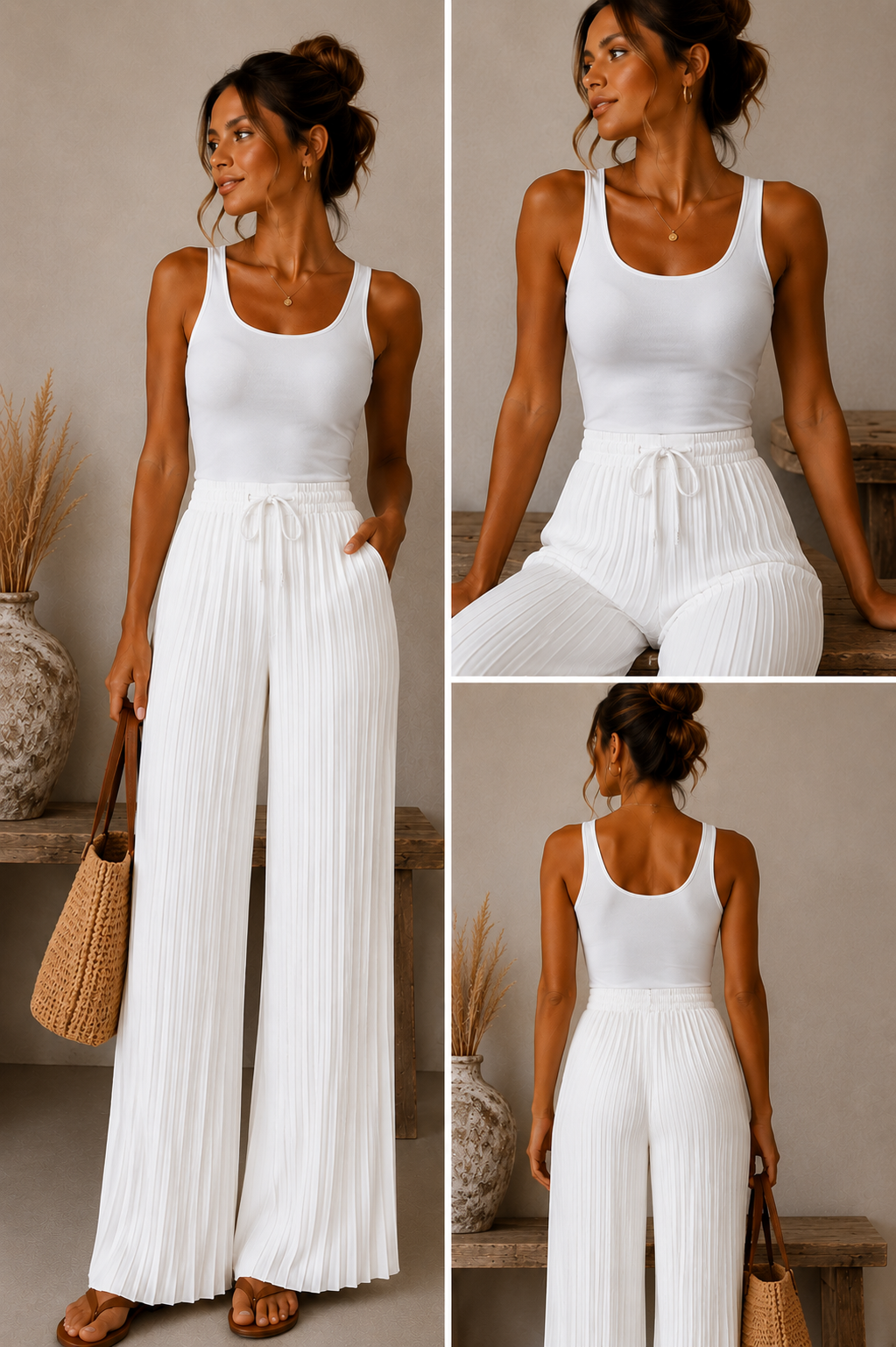 Flowy Pleated Wide Leg Trousers | HerEdits