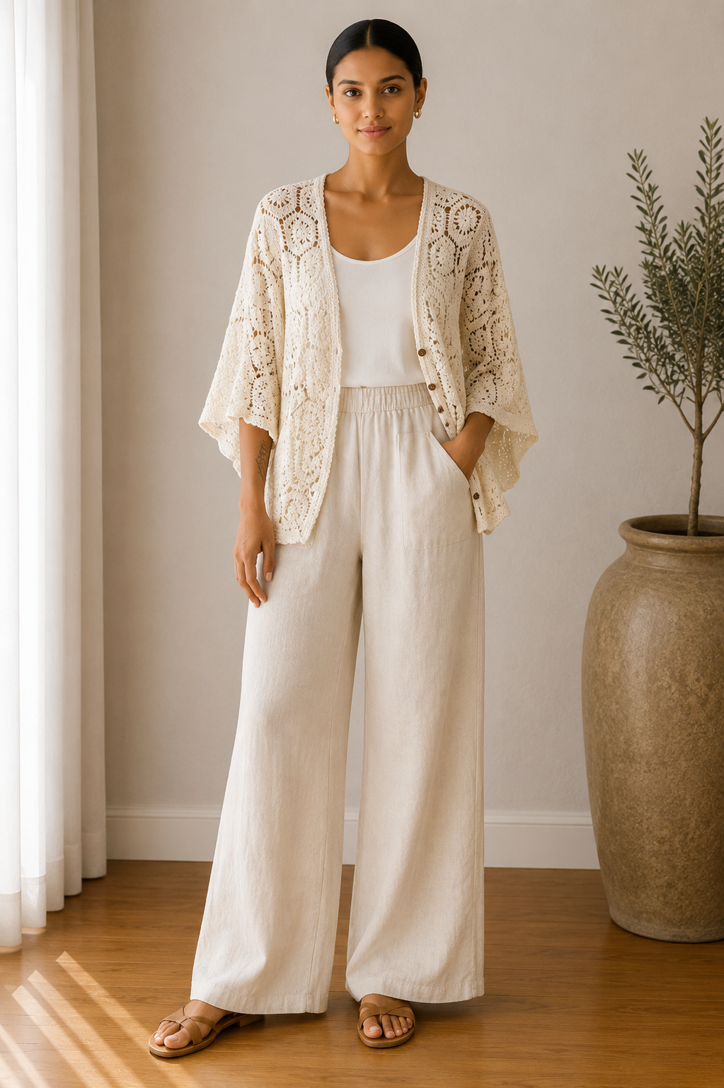 Octagon Crochet Cotton Cardigan
