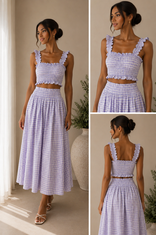 Gingham Two Piece Frill Co-Ord
