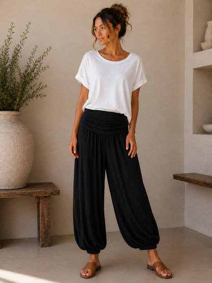 Fold Over Harem Trousers | Relaxed Balloon Leg Trousers | HerEdits