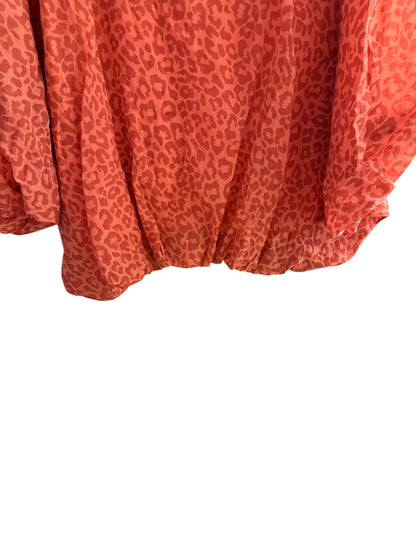 Leopard Print Balloon Sleeve Bubble Hem Top