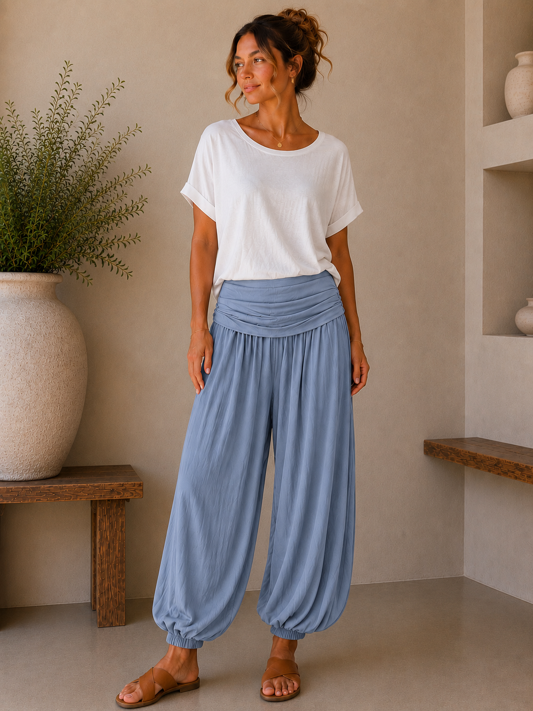 Fold Over Harem Trousers | Relaxed Balloon Leg Trousers | HerEdits