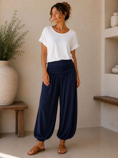 Fold Over Harem Trousers | Relaxed Balloon Leg Trousers | HerEdits