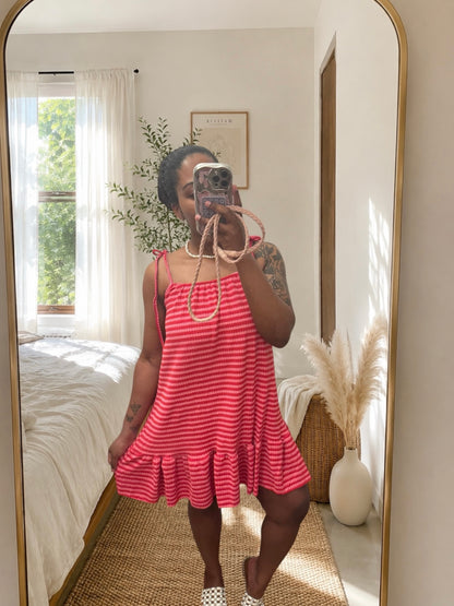 Cotton Stripe Frill Hem Summer Dress | HerEdits
