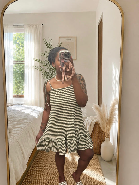 Cotton Stripe Frill Hem Summer Dress | HerEdits