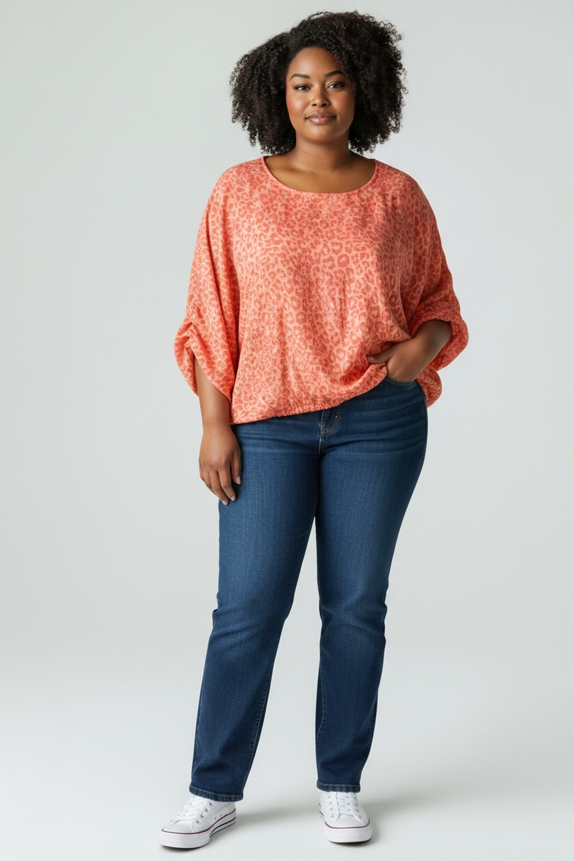 Leopard Print Balloon Sleeve Bubble Hem Top
