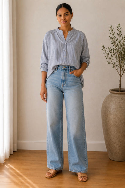 Textured Lightweight Stripe Blouse