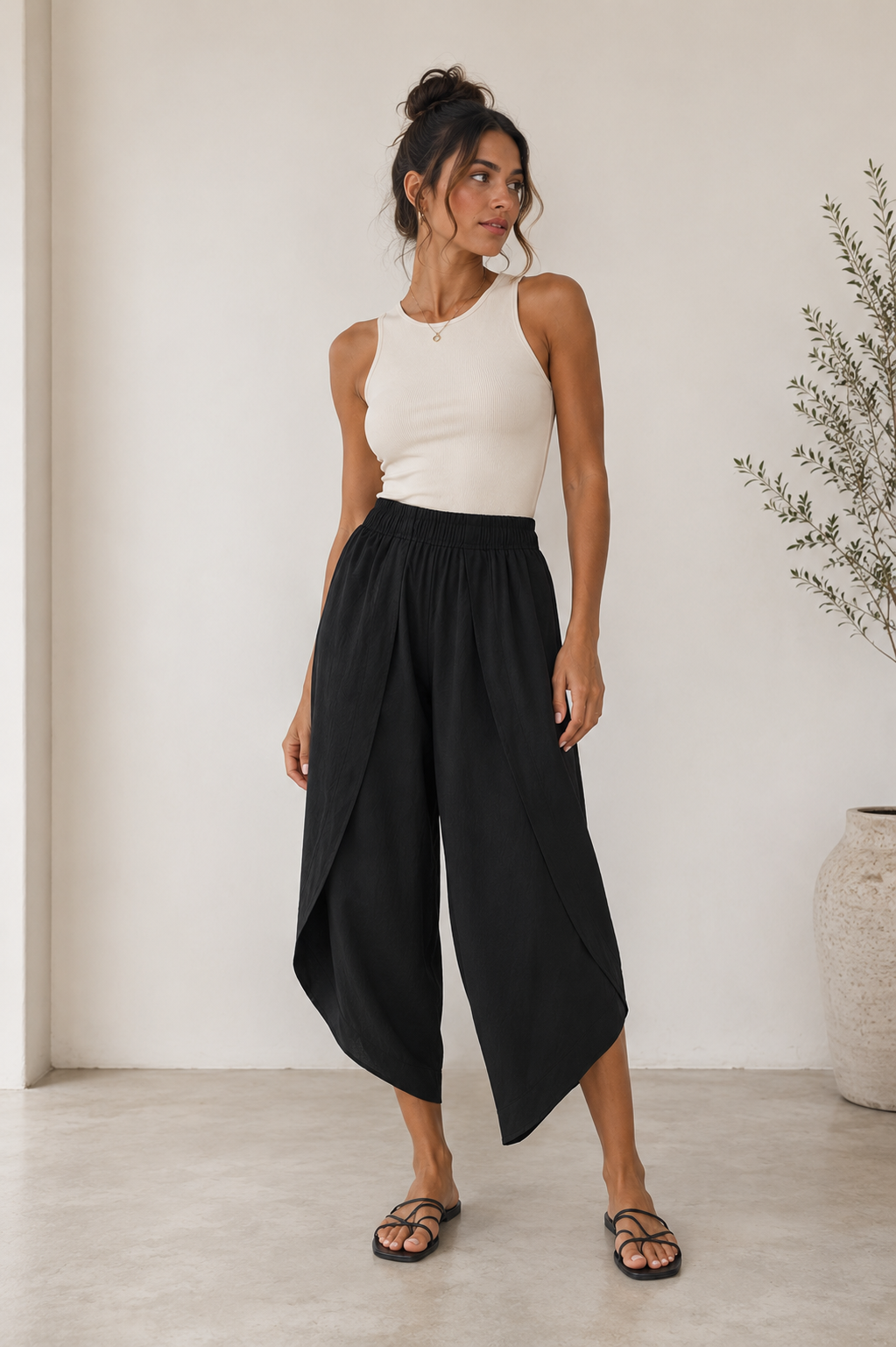 Viscose Tulip Wrap Over Trousers | HerEdits