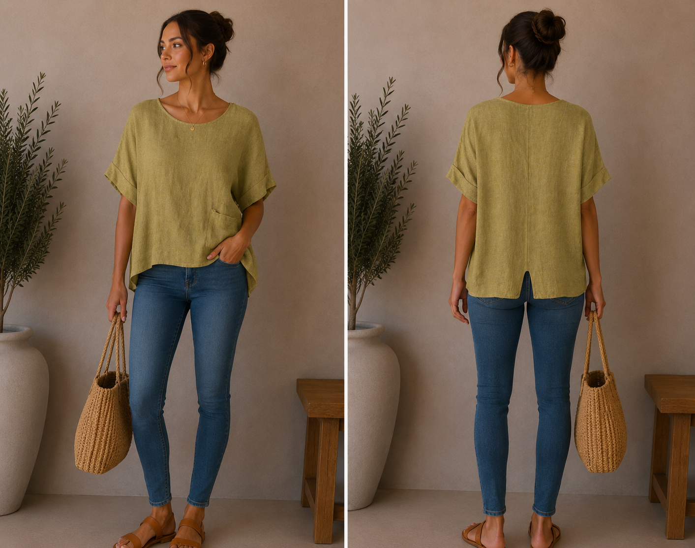 Relaxed Fit Pocket Detail Top