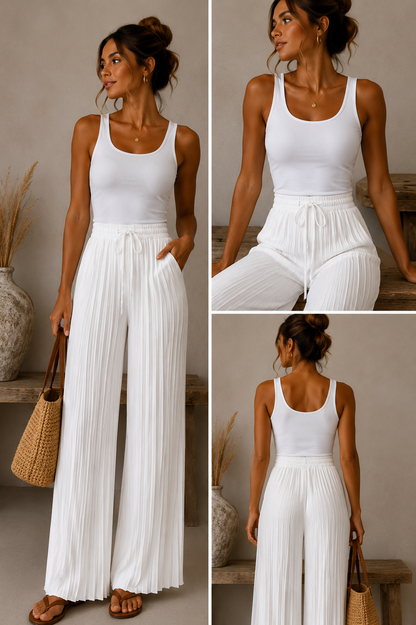 Flowy Pleated Wide Leg Trousers | HerEdits