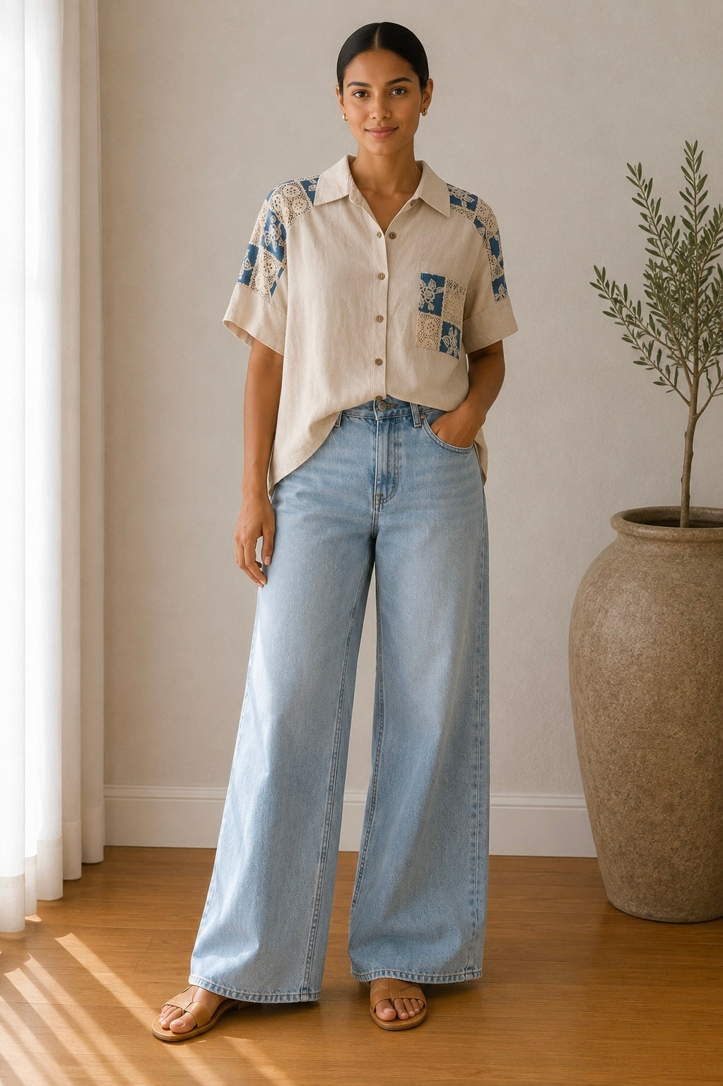 Crochet Cold Shoulder Short Sleeve Shirt