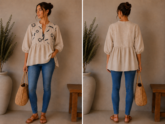 Embroidered Peplum Blouse | HerEdits