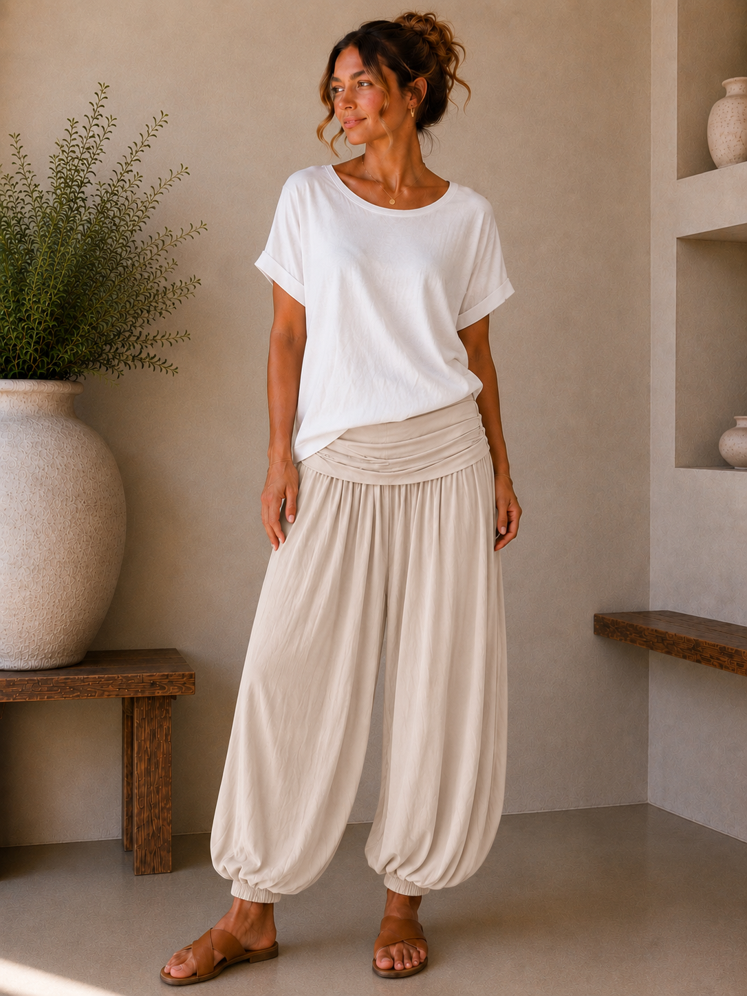 Fold Over Harem Trousers | Relaxed Balloon Leg Trousers | HerEdits