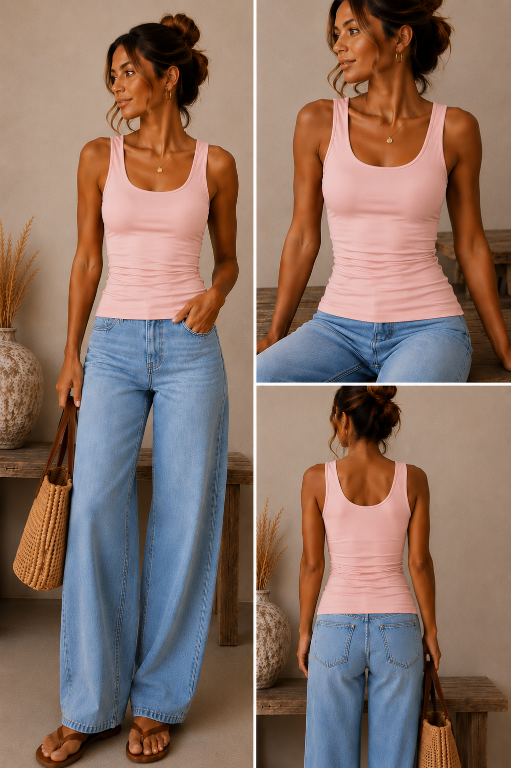 Double Lined Soft Touch Scoop Neck Vest | Stretch Basic Layering Top | HerEdits