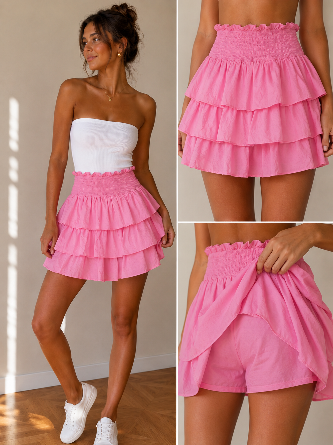 Ruched Frill Detail Mini Skort