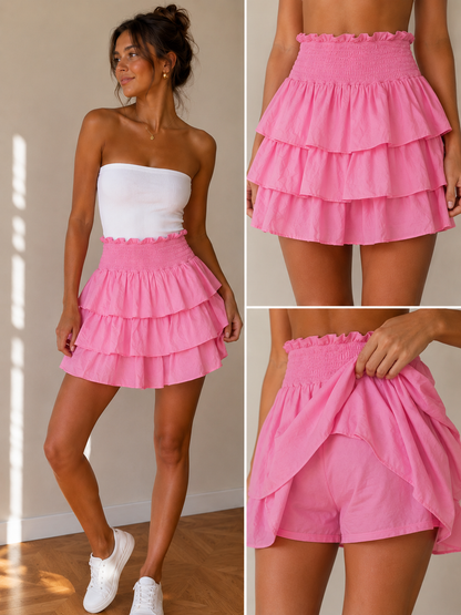 Ruched Frill Detail Mini Skort
