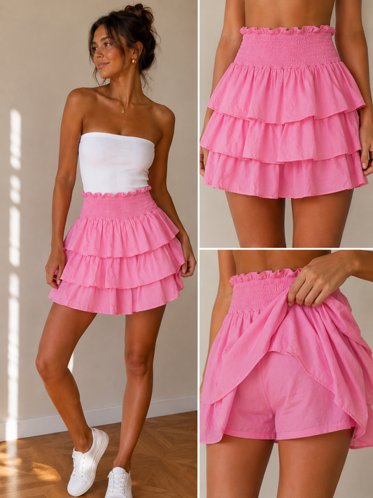 Ruched Frill Detail Mini Skort