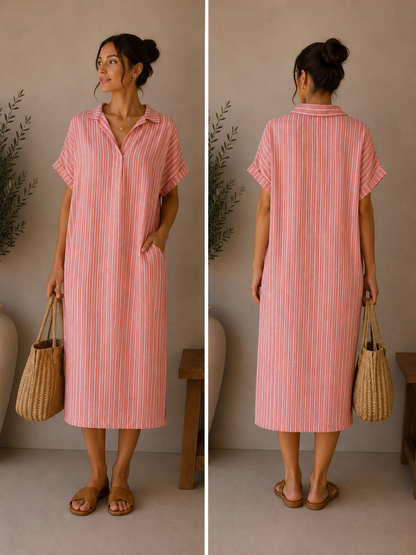 Relaxed Fit Stripe Shirt Dress