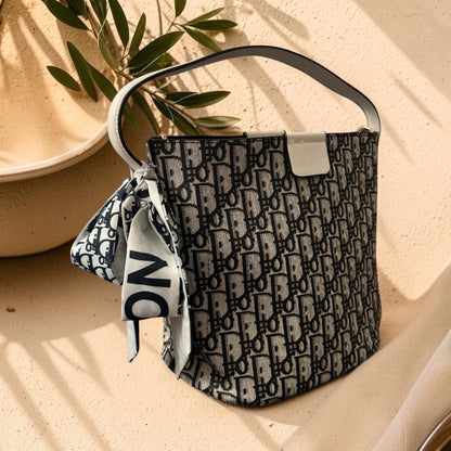 Monogram Inspired Shoulder Bag with Scarf Detail | HerEdits