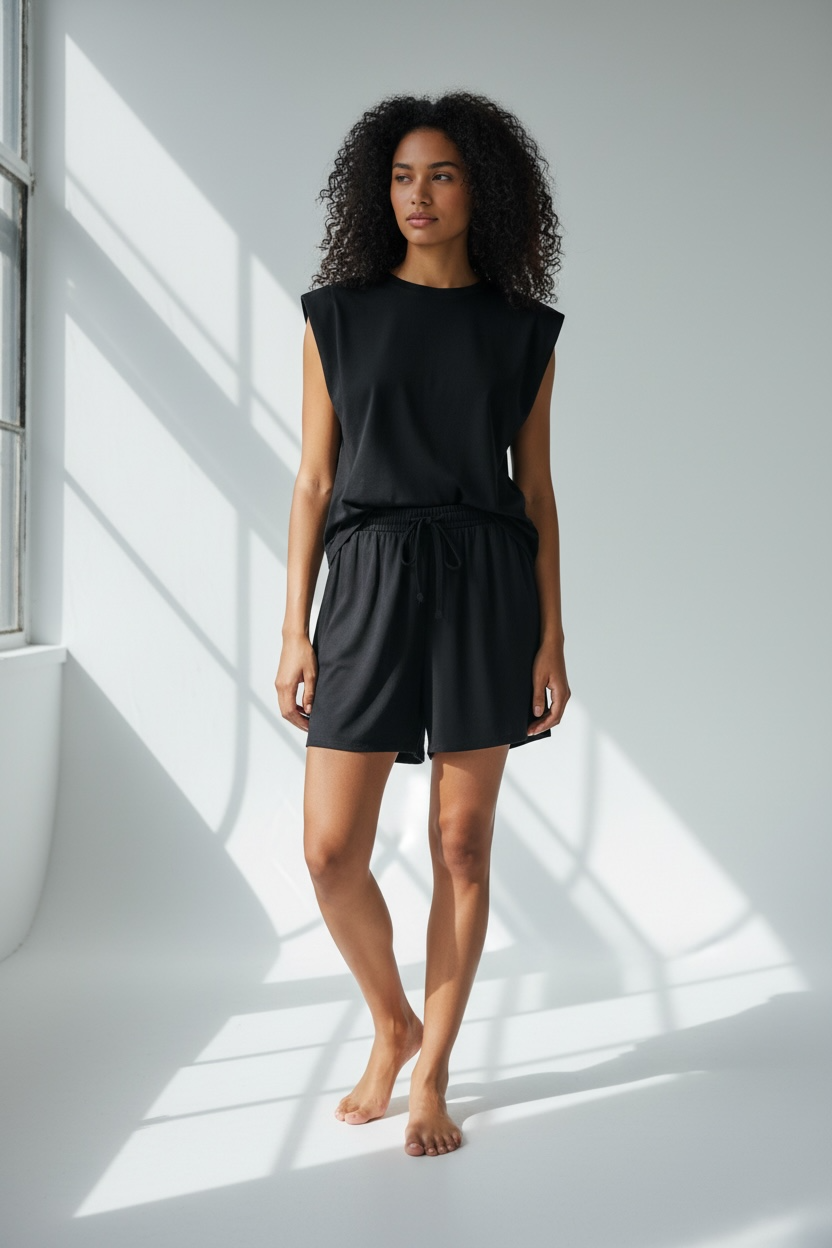Shoulder Padded Lounge Short Co-Ord Set