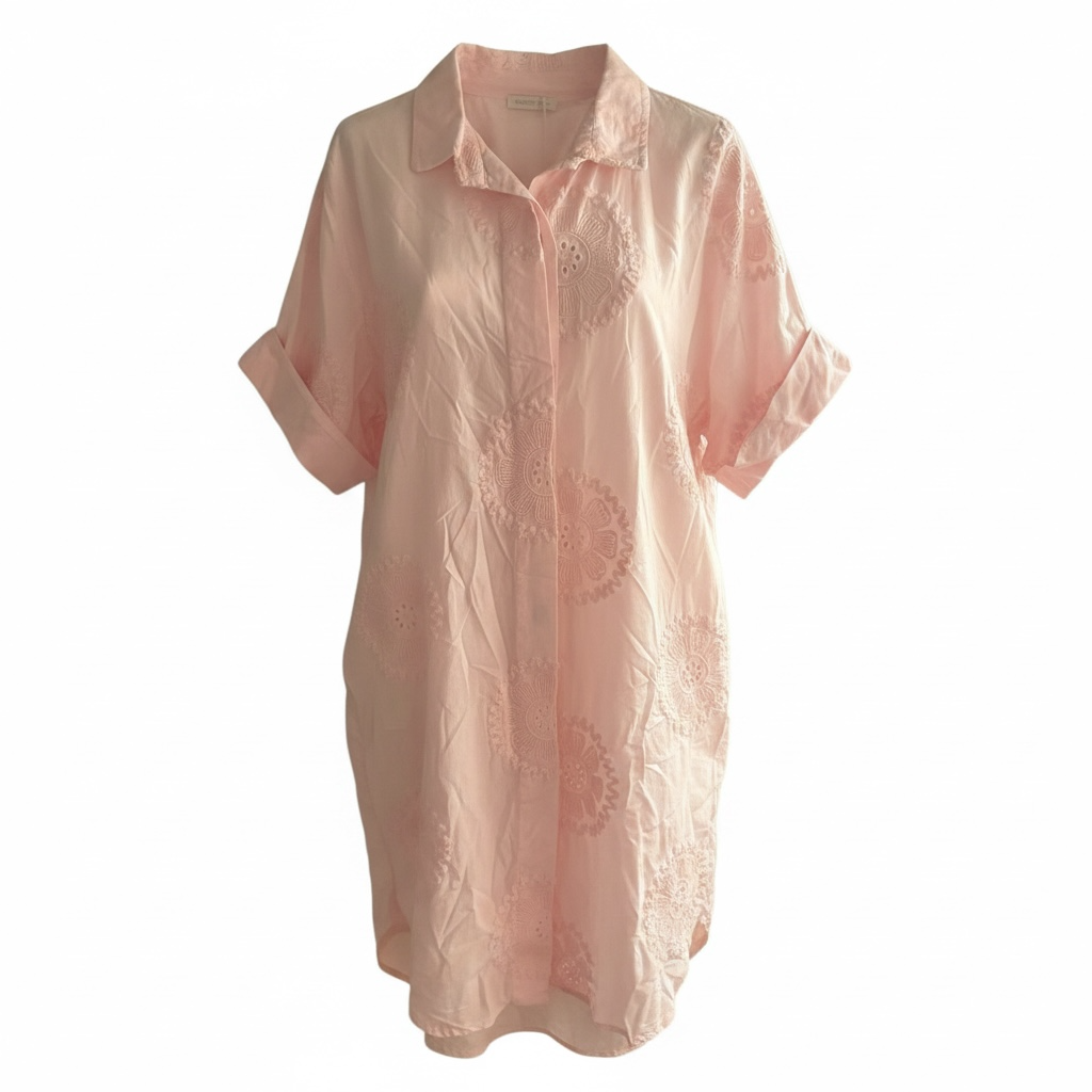 Embroidered Long Shirt Dress