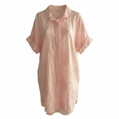 Embroidered Long Shirt Dress