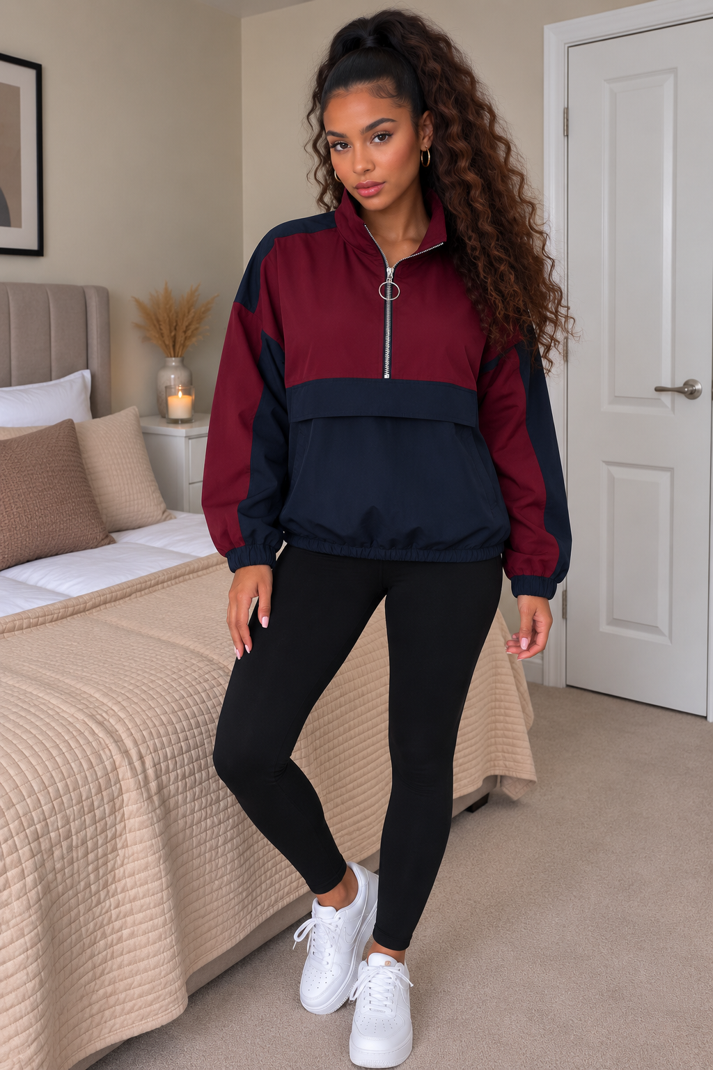 Women's Colour Block Half Zip Windbreaker