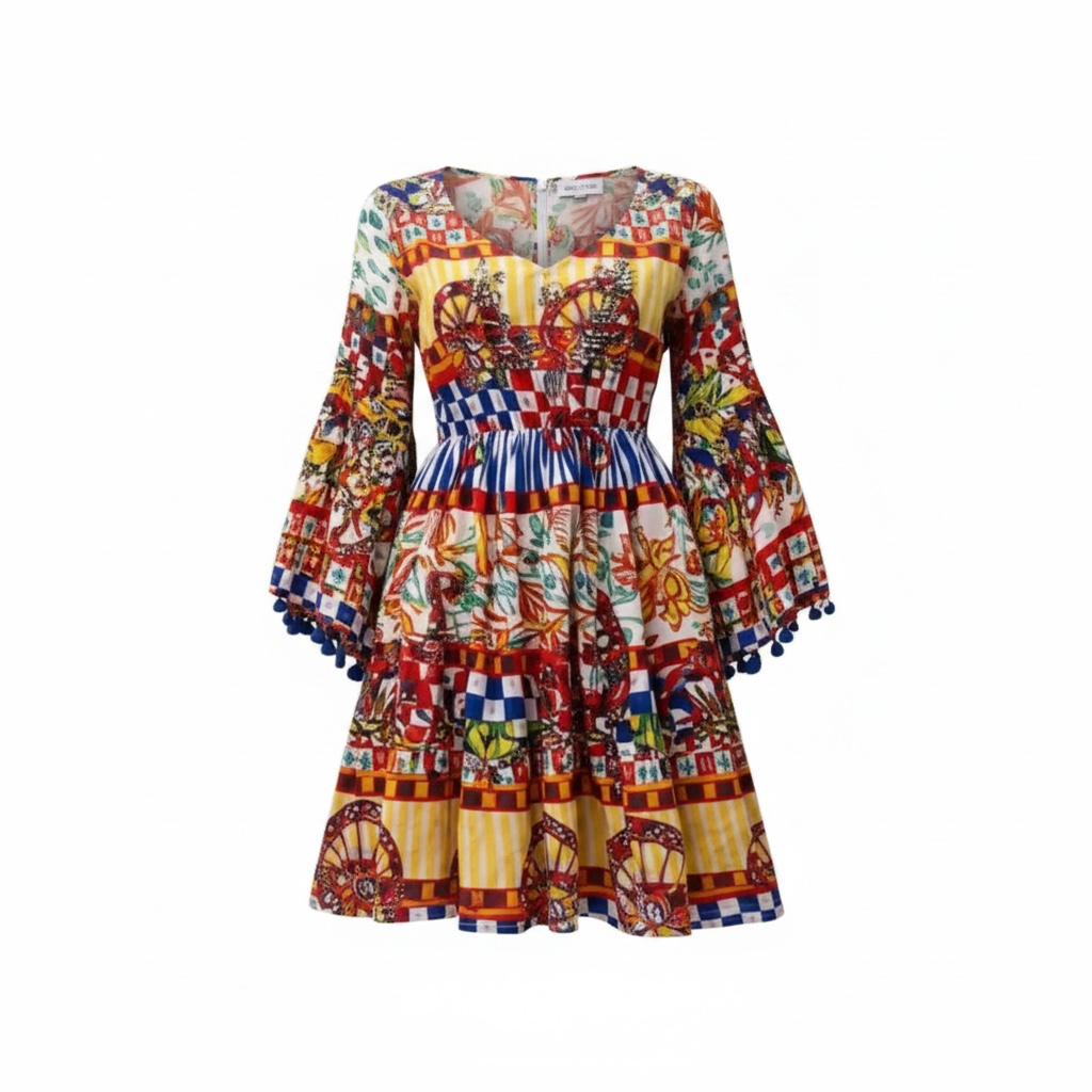 Siya Bohemian Patchwork Midi Dress