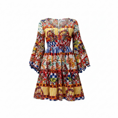 Siya Bohemian Patchwork Midi Dress