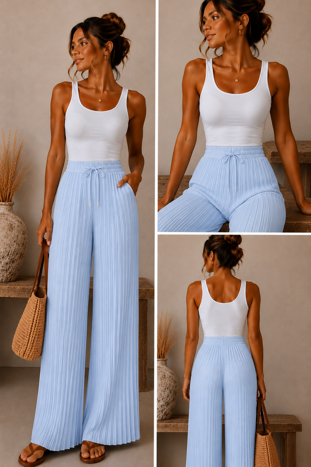 Flowy Pleated Wide Leg Trousers | HerEdits