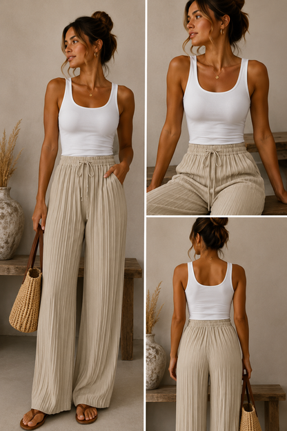 Flowy Pleated Wide Leg Trousers | HerEdits