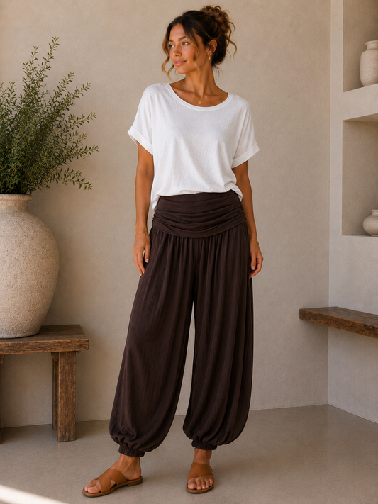 Fold Over Harem Trousers | Relaxed Balloon Leg Trousers | HerEdits