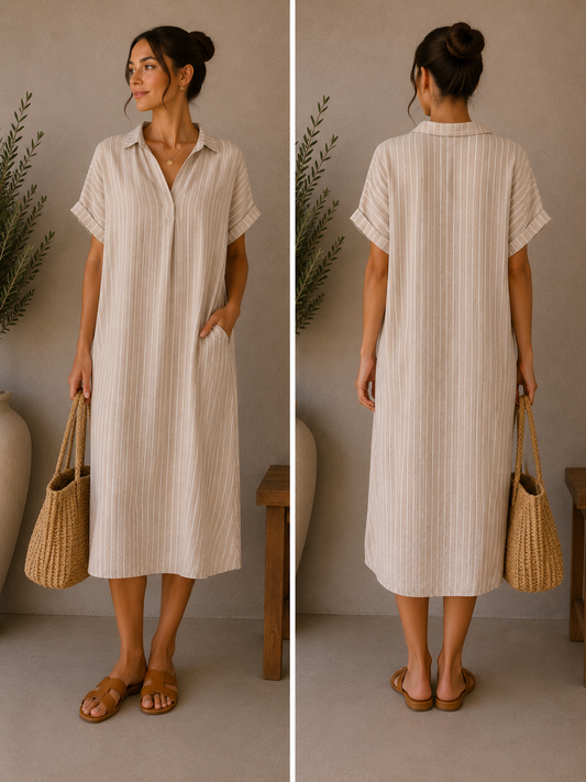 Relaxed Fit Stripe Shirt Dress