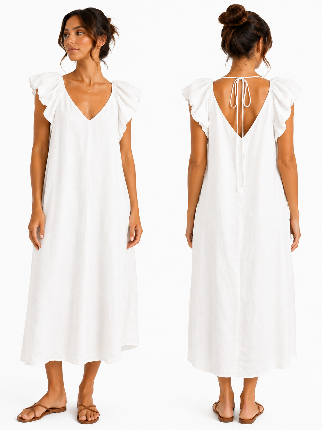 Ruched Shoulder Midi Dress