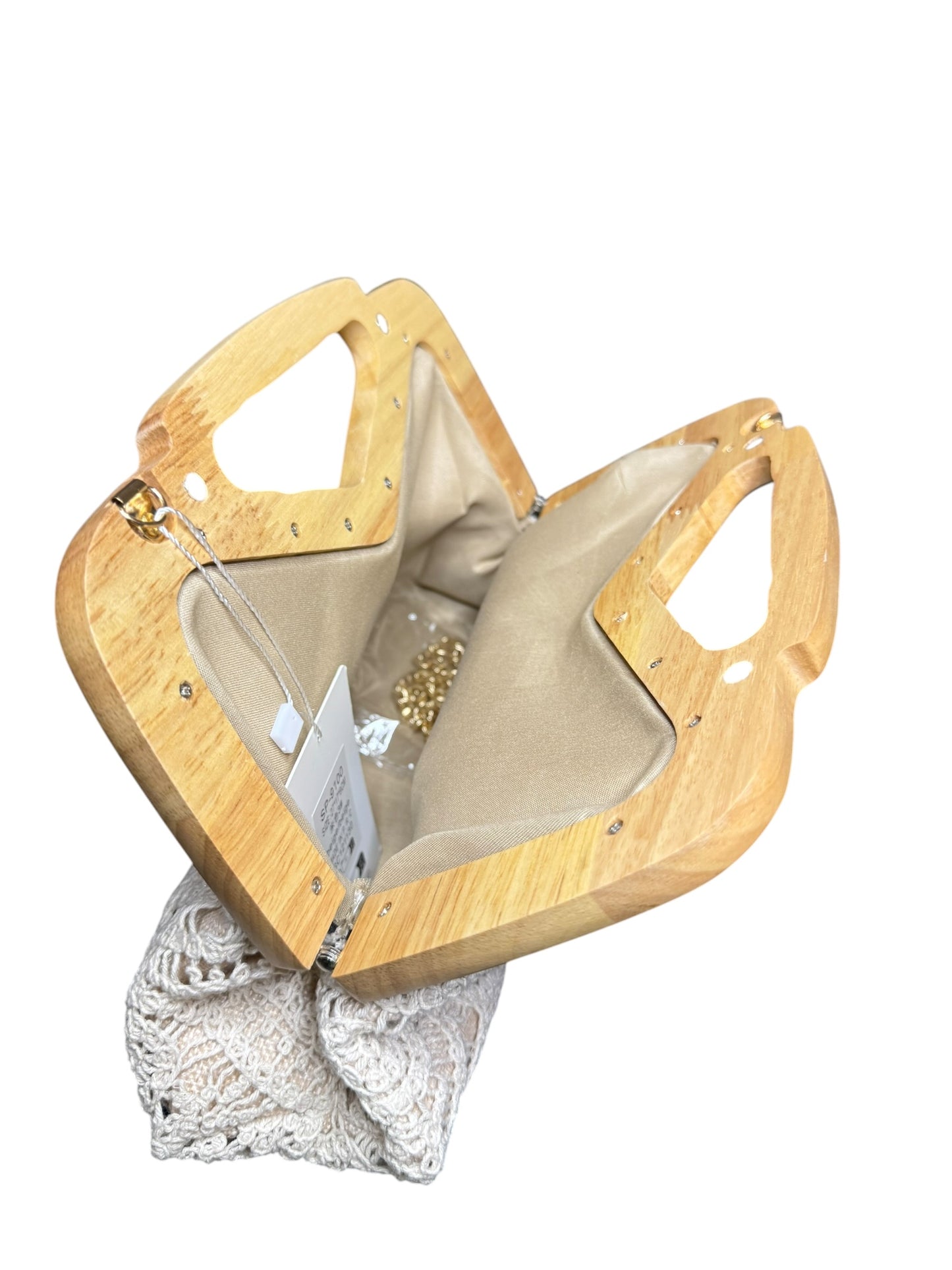 Artisan Crochet Wooden Handle Clutch Bag