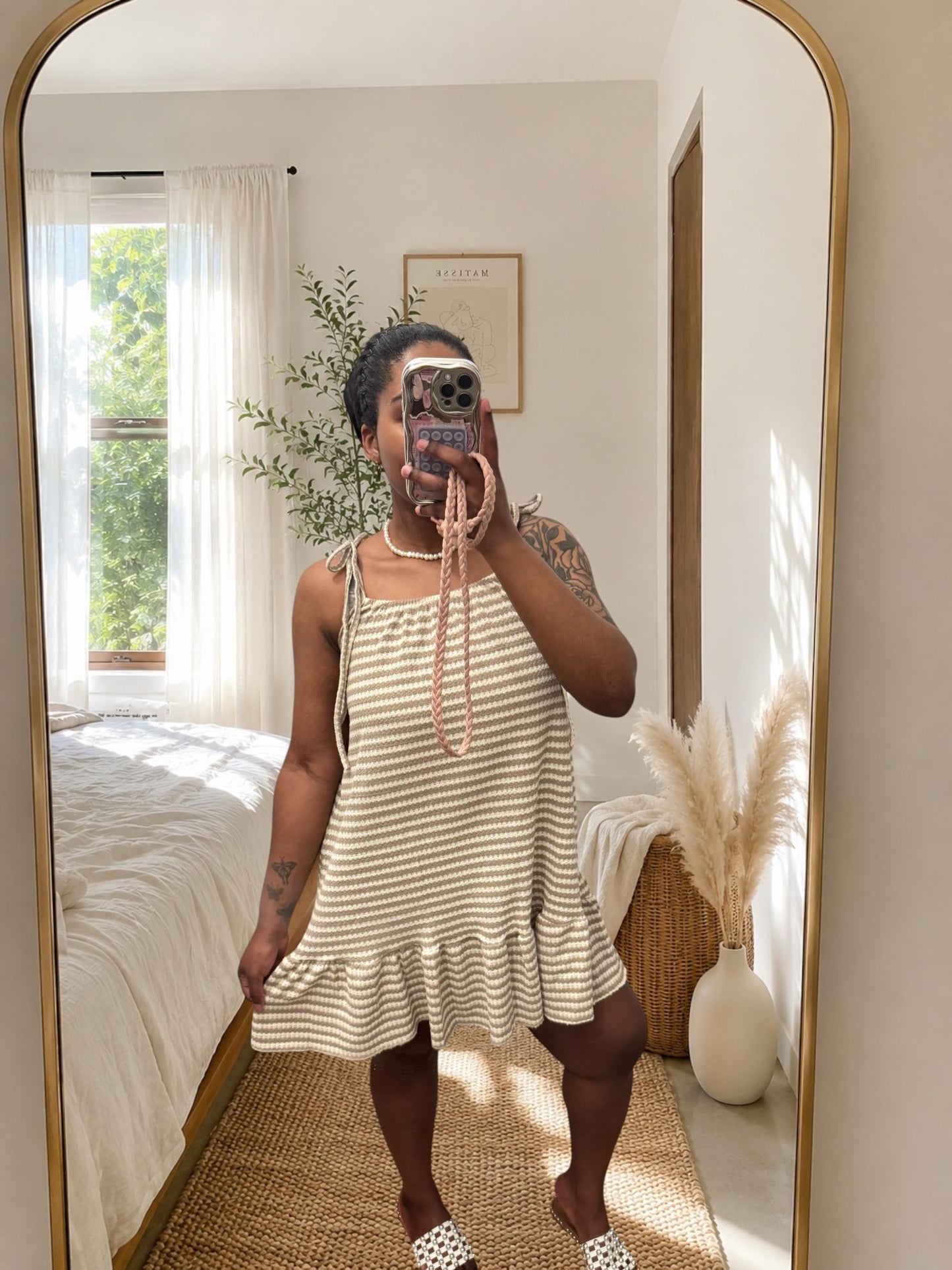 Cotton Stripe Frill Hem Summer Dress | HerEdits
