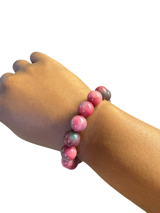 HerEdits™ Rhodonite Energy Bracelet – Pink Marble Stone Beads