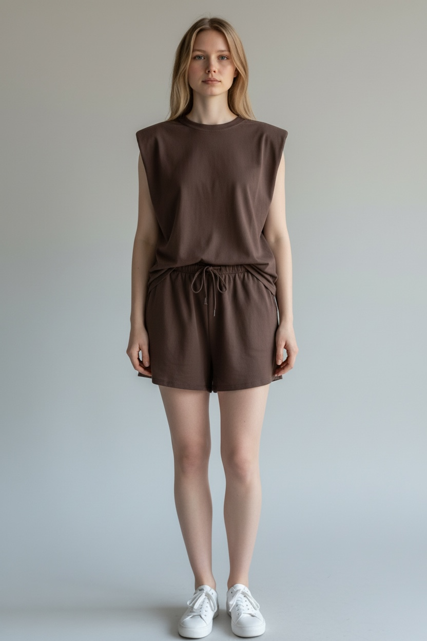 Shoulder Padded Lounge Short Co-Ord Set