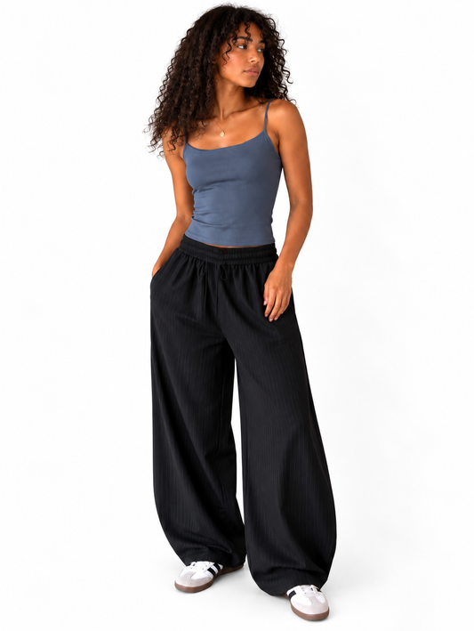 Smart Pinstripe Barrel Leg Trousers