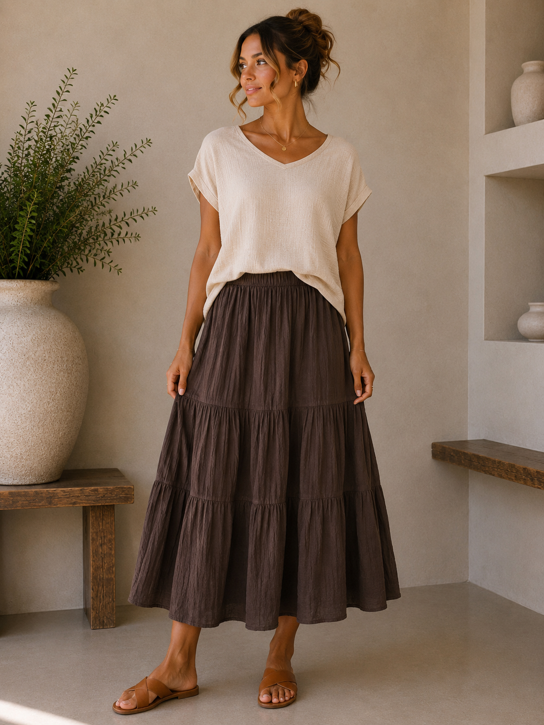 Tiered Cheesecloth Maxi Skirt | 100% Cotton Skirt | HerEdits