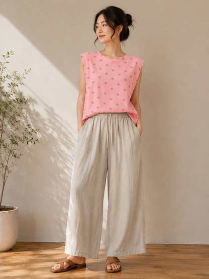 Polka Dot Shoulder Pad Top – Elevated Everyday Blouse