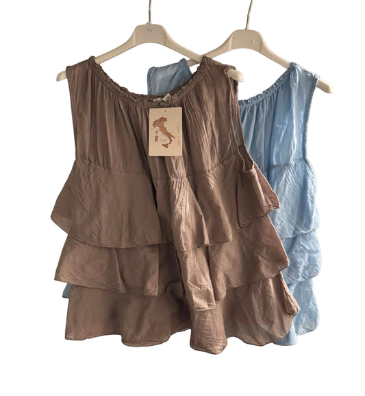 Layered Ruffle Cotton Top